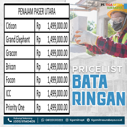 Harga Bata Ringan Penajam Kaltim Agustus 2023