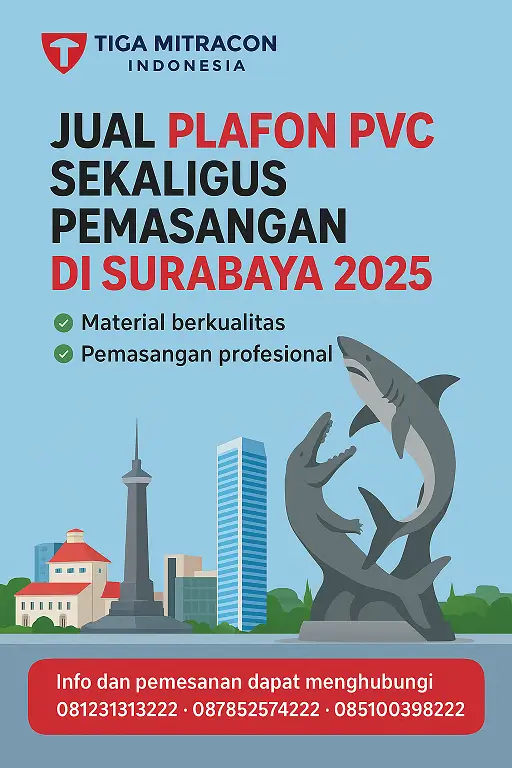 Jual Plafon PVC sekaligus Pemasangan di Surabaya 2025