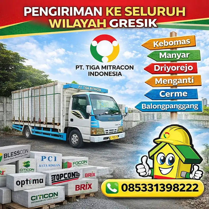 Supplier Bata Ringan Gresik pengiriman seluruh wilayah Kebomas Manyar hubungi 085331398222