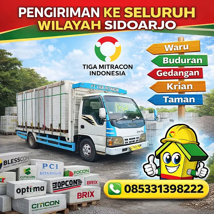 Supplier Bata Ringan Sidoarjo pengiriman seluruh wilayah Waru Krian Taman hubungi 085331398222